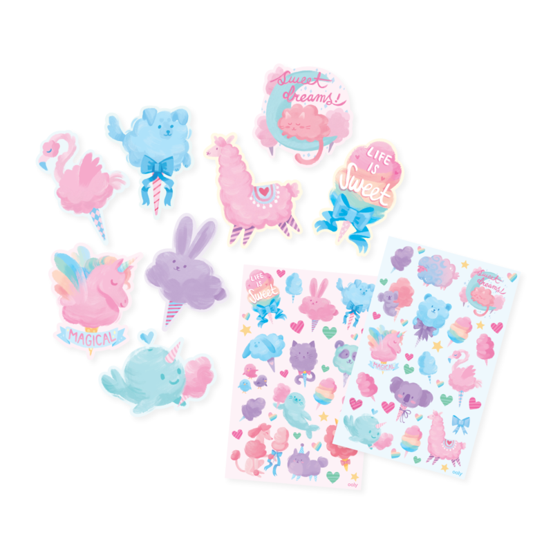 fluffy cotton candy scented sticker set